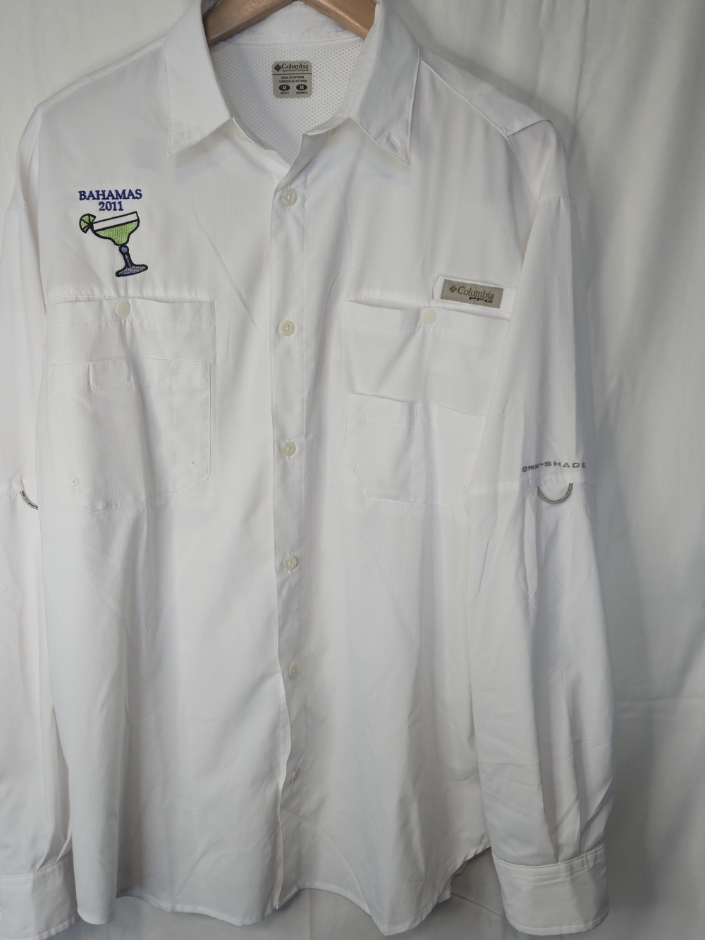Columbia PFG Men’s White Bahamas 2011 Long-Sleeve Fishing Shirt 0543